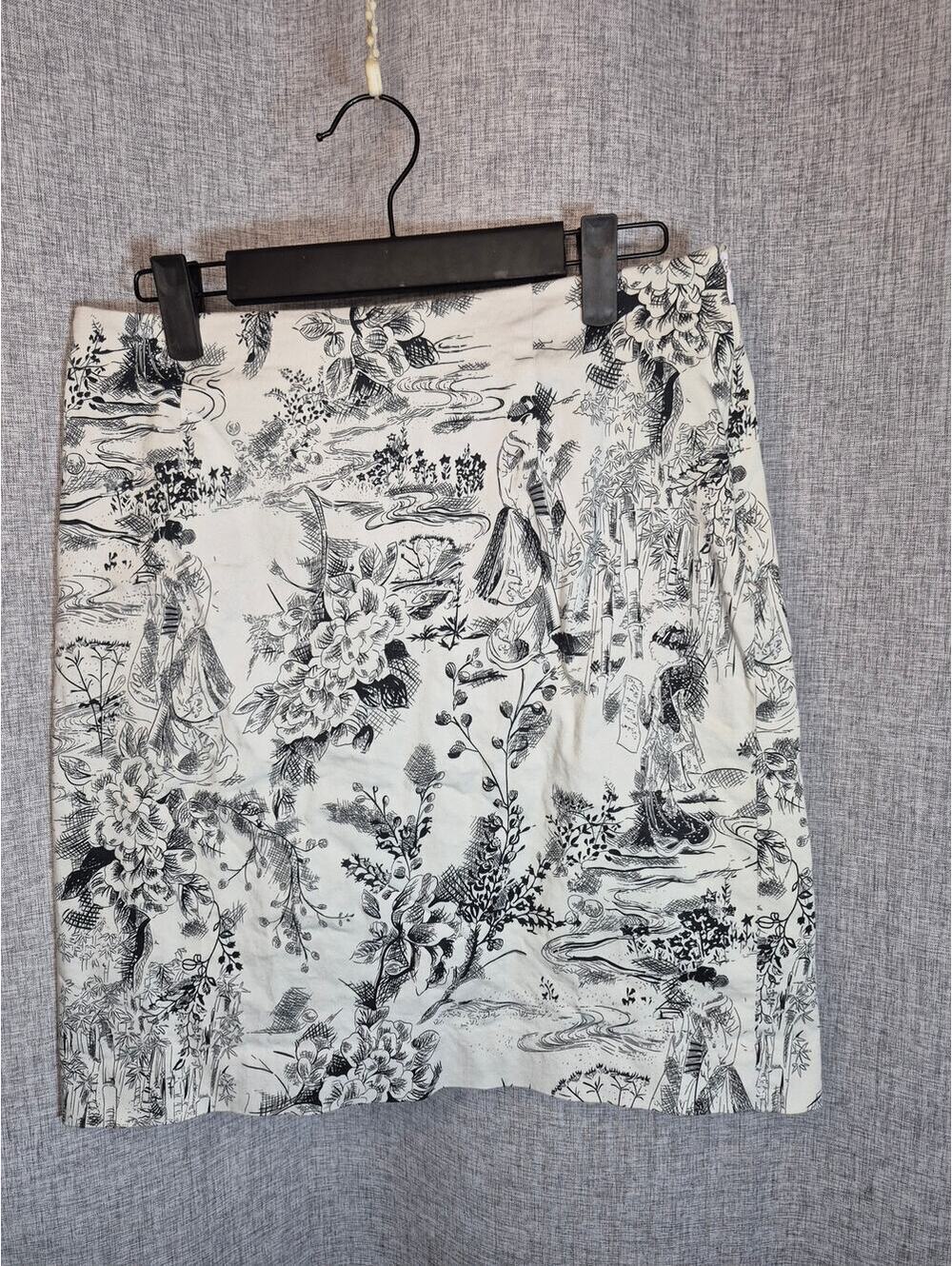 Spencer Jeremy Women's Size 10 Black White Toile Pencil Skirt Cotton Stretch